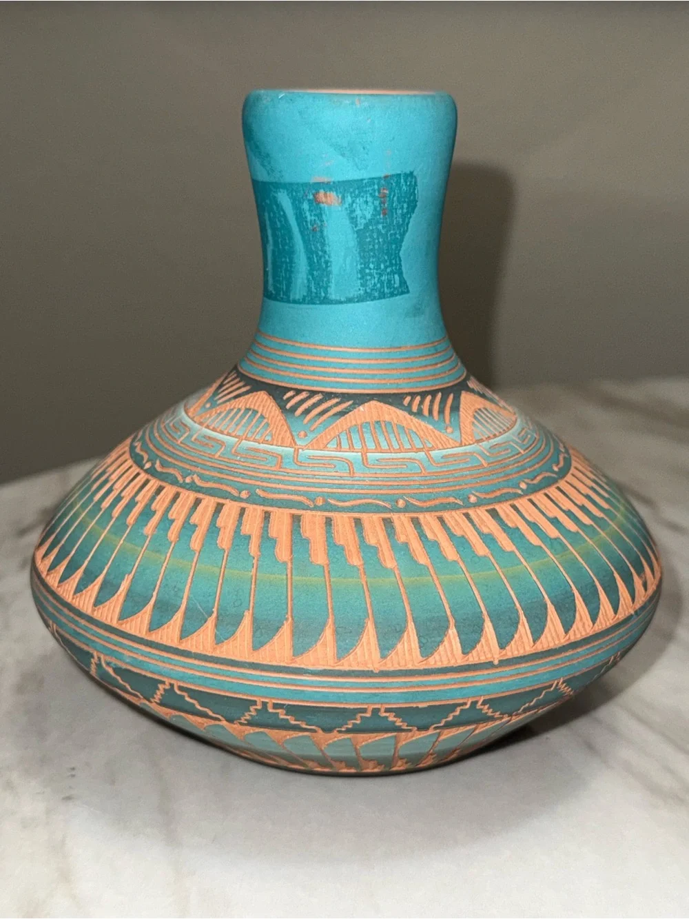 Hilda whitegoat Navajo etched hand crafted authentic southwestern art